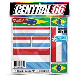 Kit 8 Adesivos Bandeiras Países Resinado Luxemburgo