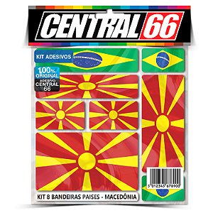 Kit 8 Adesivos Bandeiras Países Envernizado Macedônia
