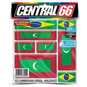 Kit 8 Adesivos Bandeiras Países Resinado Maldivas