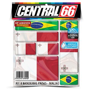 Kit 8 Adesivos Bandeiras Países Resinado Malta