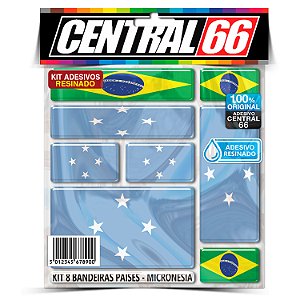Kit 8 Adesivos Bandeiras Países Resinado Micronésia