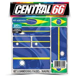 Kit 8 Adesivos Bandeiras Países Envernizado Nauru