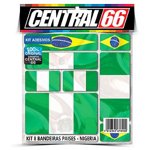 Kit 8 Adesivos Bandeiras Países Envernizado Nigéria