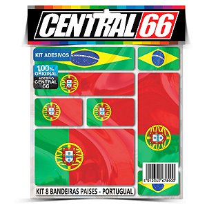 Kit 8 Adesivos Bandeiras Países Envernizado Portugal