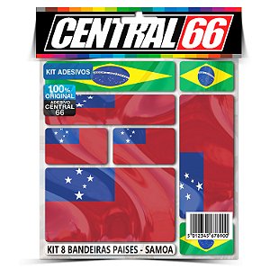Kit 8 Adesivos Bandeiras Países Envernizado Samoa