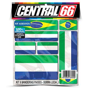 Kit 8 Adesivos Bandeiras Países Envernizado Serra Leoa