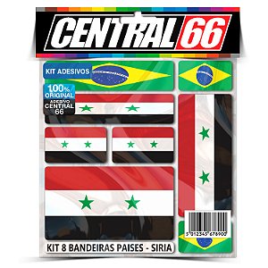 Kit 8 Adesivos Bandeiras Países Envernizado Síria