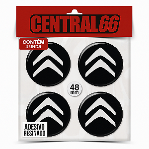 Kit 4 Adesivos Resinados Redondo de Roda 48 mm - Citroen