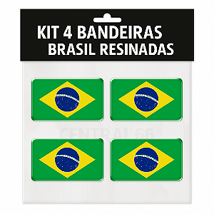 Kit 4 bandeiras Brasil Resinadas