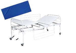 Kit Cama Hospitalar Fowler C/Rodizio Até 120kg e Colchão D33 - Salutem