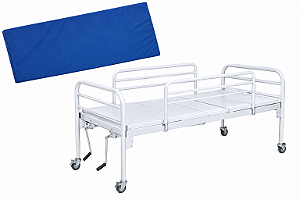 Kit Cama Hospitalar Fowler C/Rodizio Até 120kg e Colchão D28 - Salutem