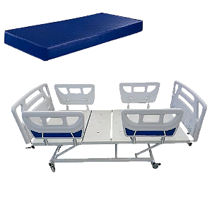 Kit Cama Hospitalar Fowler Injetada Elevação 3 Manivelas e Colchão D-28 - Salutem