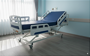 Kit Cama Hospitalar Fowler Injetada Elevação 3 Manivelas e Colchão D-33 - Salutem