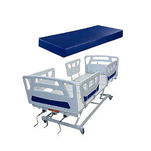 Kit Cama Hospitalar Fowler Injetada Elevação 3 Manivelas e Colchão D-33 - Salutem