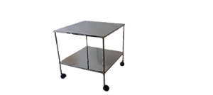 Mesa Auxiliar 80x80x80 Em Inox Com Rodizios- Salutem