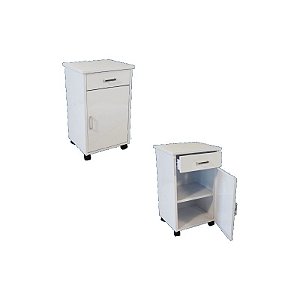 Mesa Cabeceira Fechada Uma Gaveta e Uma Porta com Rodizios - Salutem