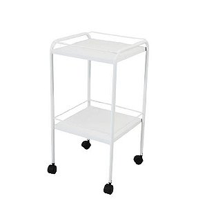 Mesa Auxiliar em Pintura Epóxi 40x40x80cm com Rodizio e Varanda - Salutem