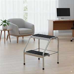 Escada Dois Degraus em Aço Inox - Salutem