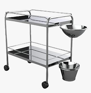 Carro para Curativo Inox com Balde e Bacia - Salutem