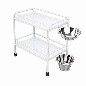Carro para Curativo em Pintura Epóxi C/ Balde e Bacia Inox - Salutem