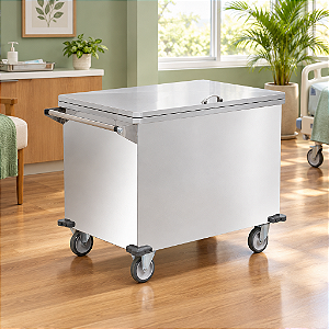 Carro para Transporte de Roupas em Aço Inox com Tampa - Salutem