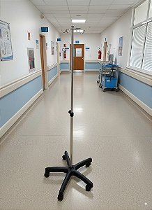 Suporte Para Soro  Altura Regulável Aço Inox com 5 Rodízios - Salutem