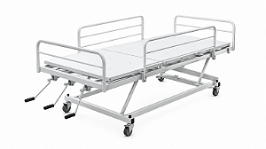 Cama Hospitalar Manual com Elevação e 3 Manivelas com Grades em Epóxi – Salutem Móveis Hospitalares