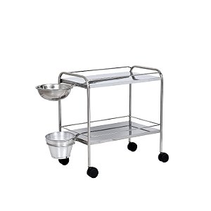 Carro Curativo Hospitalar em Aço Inox com Bacia e Balde Remanufaturado - Salutem