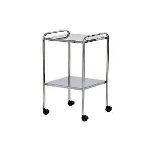 Mesa Auxiliar em Aço Inox 40x40x80cm com Rodízio Remanufaturado - Salutem