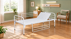 Cama Hospitalar Simples Com Cabeceira Móvel e Grades S-0221 - Salutem