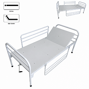 Cama Hospitalar Com Cabeceira e Grades Móvel - Salutem S-8385