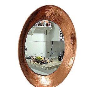 Espelho Redondo Decorativo Moldura em Cobre 45 cm