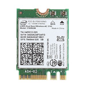 Intel® Dual Band Wireless-AC 3160 433 Mbps 3160ngw Ngff M.2