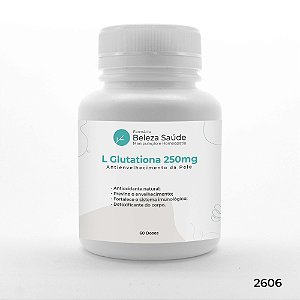 L Glutationa 250mg - Glutathione Gluta Antioxidante  Antienvelhecimento da Pele - 60 doses