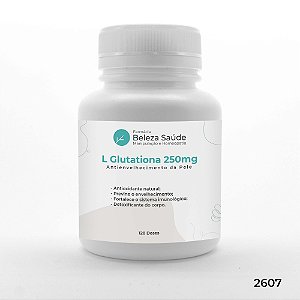 L Glutationa 250mg - Glutathione Gluta Antioxidante  Antienvelhecimento da Pele - 120 doses