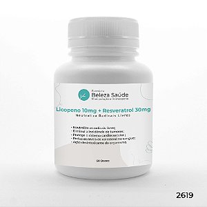 Licopeno 10mg + Resveratrol 30mg - Neutraliza Radicais Livres - 60 doses