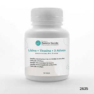 Lisina + Tirosina + 3 Ativos - Aminoácidos Pré Treino - 150 doses