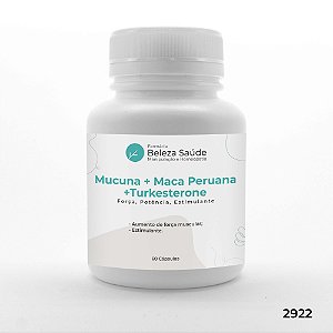 Mucuna + Maca Peruana + Turkesterone  :  Força, Potência, Estimulante - 60 doses