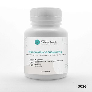 Pancreatina 10.000usp / Mg : Amilase Lipase Protease para Sistema Digestivo - 180 Cápsulas