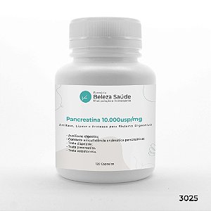 Pancreatina 10.000usp / Mg : Amilase Lipase Protease para Sistema Digestivo - 120 Cápsulas