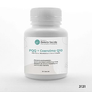 PQQ 20mg + Coenzima Q10 200mg - Melhora Memória e Imunidade - 30 Cápsulas