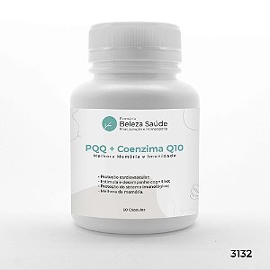 PQQ 20mg + Coenzima Q10 200mg - Melhora Memória e Imunidade - 60 Cápsulas