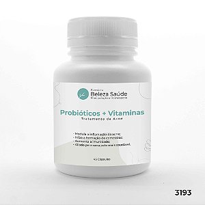 Probióticos + Vitaminas - Tratamento Da Acne - 45 Cápsulas