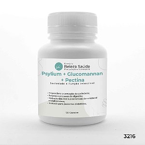 Psylium + Glucomannan + Pectina - Saciedade e Função Intestinal - 120 Cápsulas
