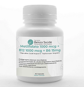Metilfolato 1000 + B12 1000 + B6 15mg : Sublingual 60 Caps