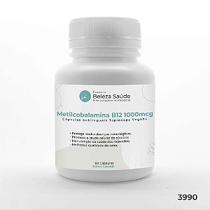 Metilcobalamina B12 1000mcg Sublingual : 60 Cápsulas Vegana