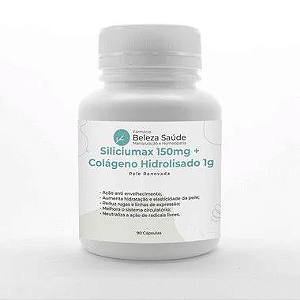 Siliciumax 150mg + Colágeno Hidrolisado 1g - Pele Renovada - 90 Cápsulas