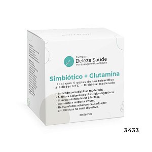 Simbiótico ( combinação de probiótico com prebiótico ) + Glutamina : Pool com 5 cepas de Lactobacillus 5 Bilhões UFC  - Disbiose moderada - 30 Sachês