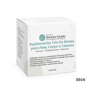 Suplementta Trio Da Beleza para Pele, Corpo e Cabelos :  Verisol + Bodybalance + Keranat - 30 Sachês