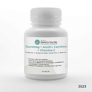 Tauromag 1400mg + Acetil L Carnitina 100mg + Vitamina C 80mg : Combate a Degeneração Cognitiva e Motora - 60 Cápsulas